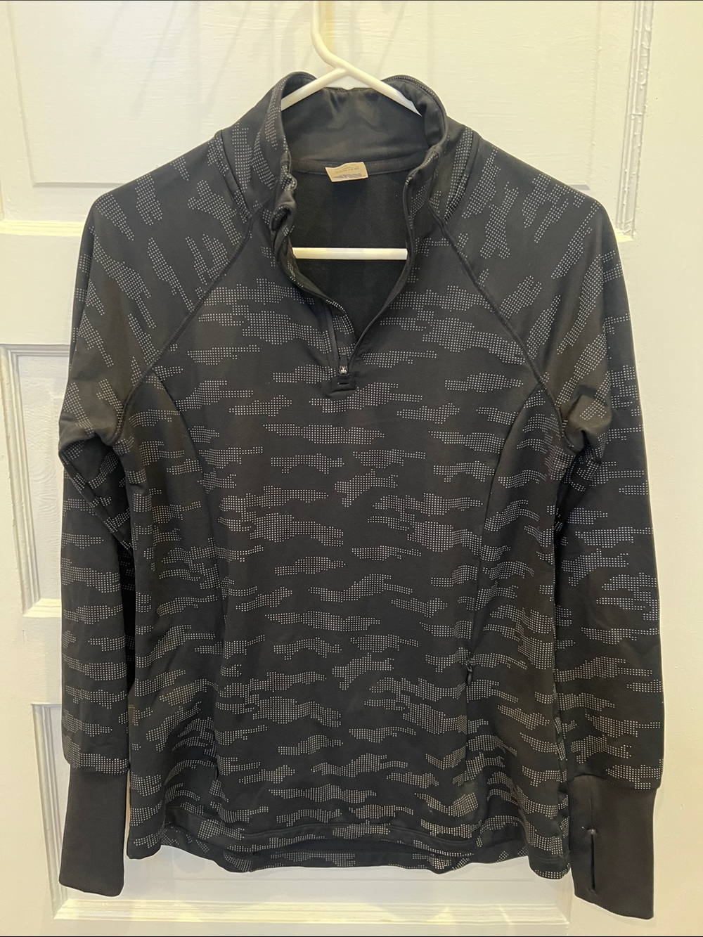 Black & Grey Camouflage Quarter-Zip Performance Pullover